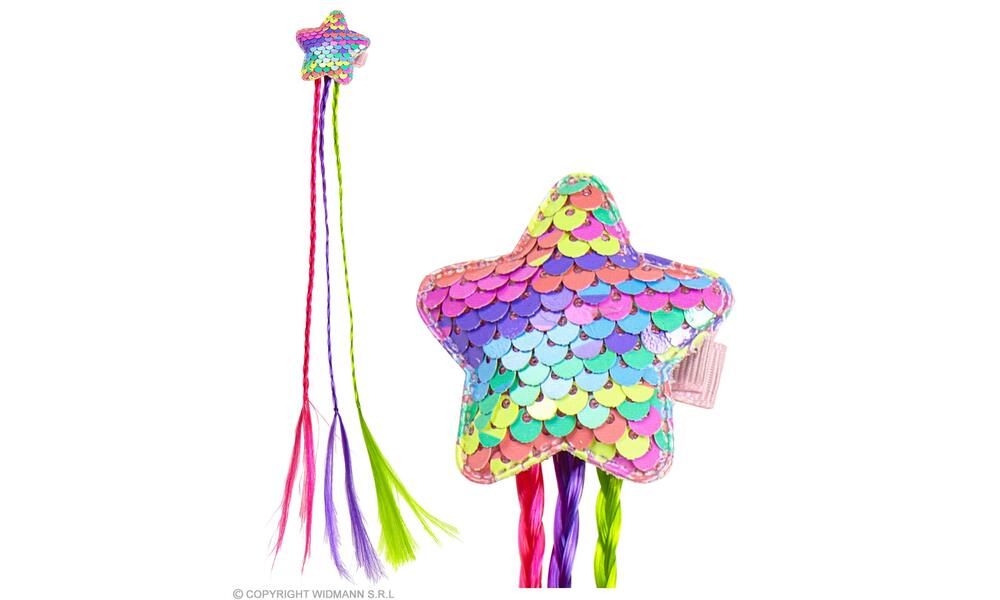 HOLOGRAPHIC SEQUIN STAR WITH 3 COLORED BRAIDS HAIR EXTENSION for girl