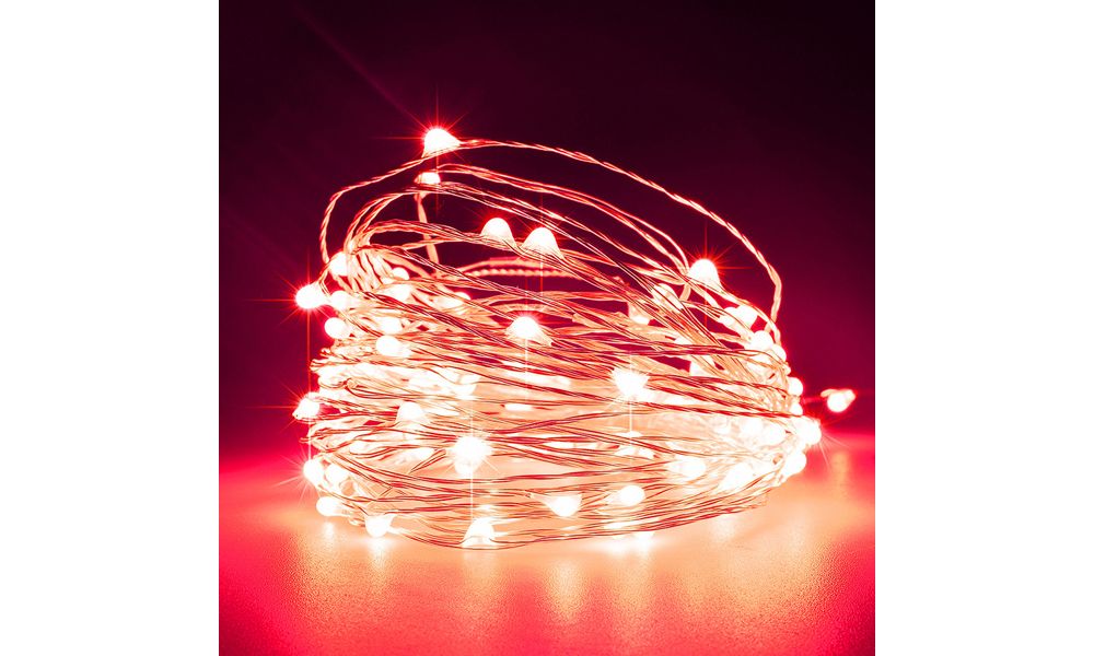 ΣΕΙΡΑ, 100 ΜΙΝΙ LED, ΣΤΑΘΕΡΟ, ΜΕ ΜΕΤΑΣΧΗΜΑΤΙΣΤΗ, ΠΡΟΕΚΤΑΣΗ ΠΑΡΟΧΗΣ 5m, ΑΣΗΜΙ ΧΑΛΚΟΣ, ΚΟΚΚΙΝΟ LED, ANA 10cm, 10m, ΙΡ44