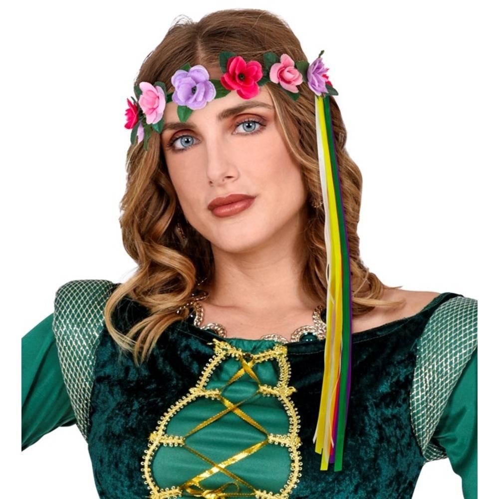 FLOWER DIADEM WITH MULTICOLOR RIBBONS  6 styles ass.