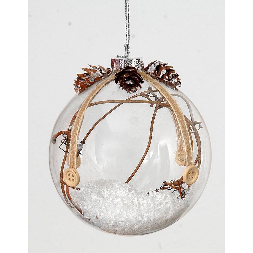Ball orn clear w/pine 10cm
