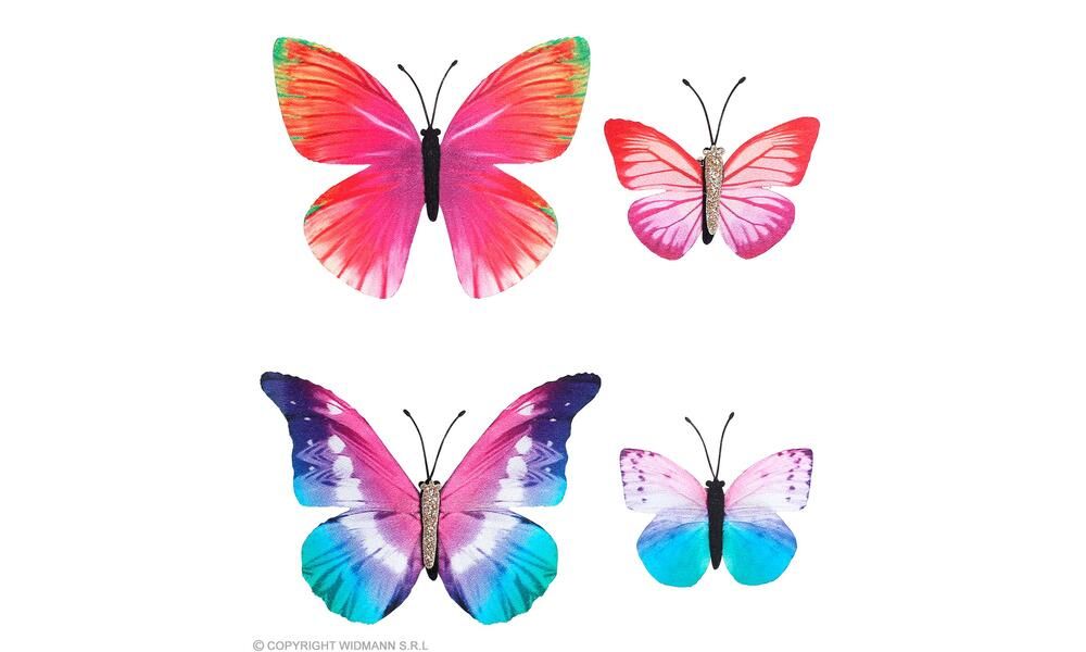 SET OF 4 BUTTERFLY HAIR CLIPS 4 colors ass.