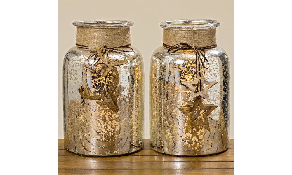 Windlight Leotizia 2ass H32cm glass laquere