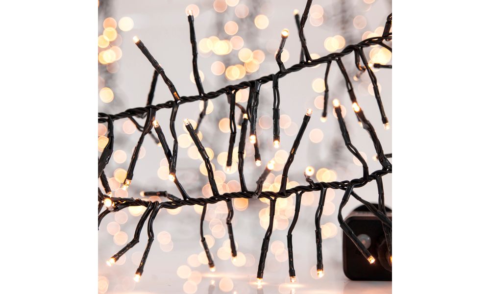 CLUSTER, 1152 LED 5mm, 36V, ΜΕ ΜΕΤΑΣΧΗΜΑΤΙΣΤΗ, 8 ΠΡΟΓΡΑΜΜΑΤΑ, ΠΡΑΣΙΝΟ ΚΑΛΩΔΙΟ, ΘΕΡΜΟ ΛΕΥΚΟ LED ΑΝΑ 1,6cm, ΙΡ44