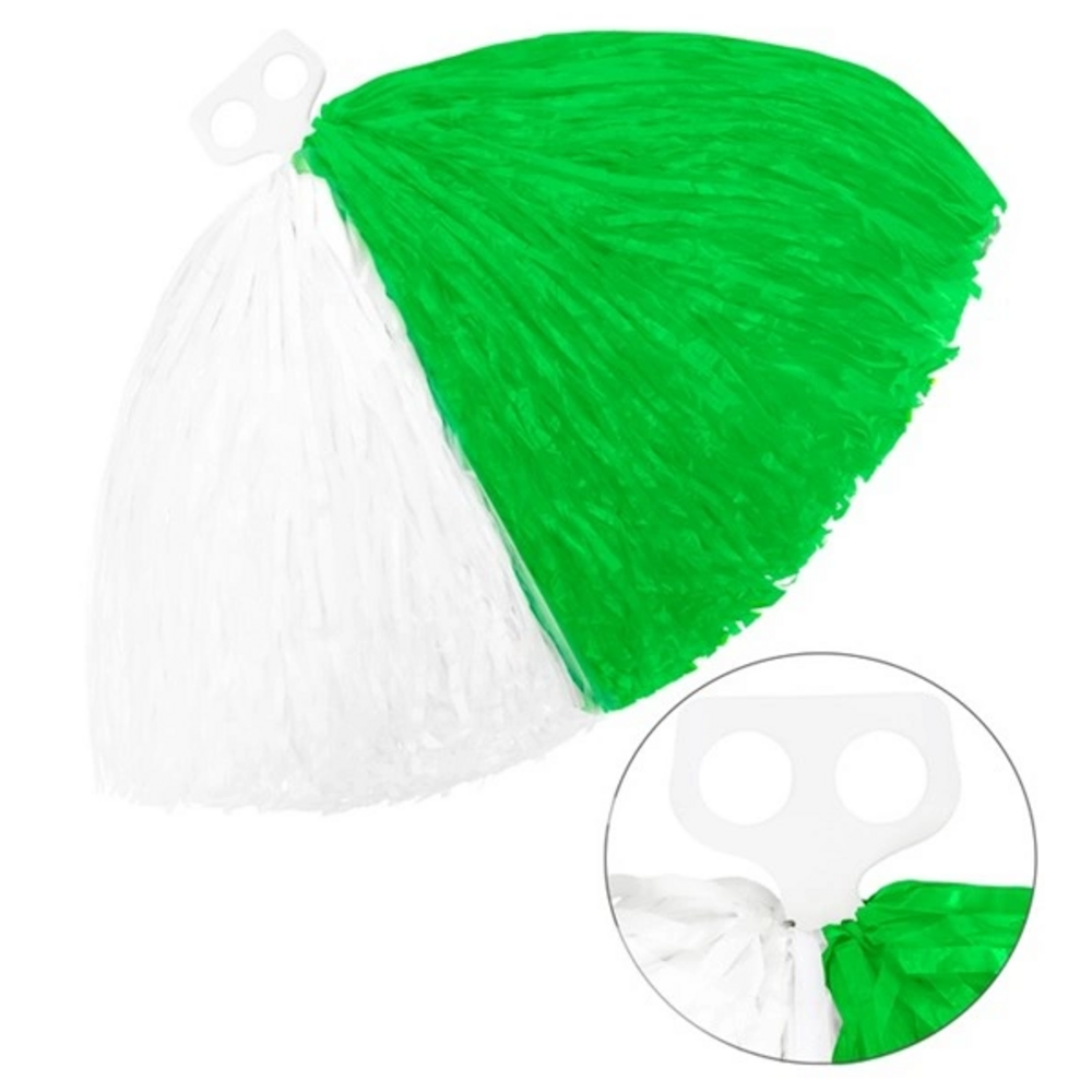 WHITE-GREEN POM POM