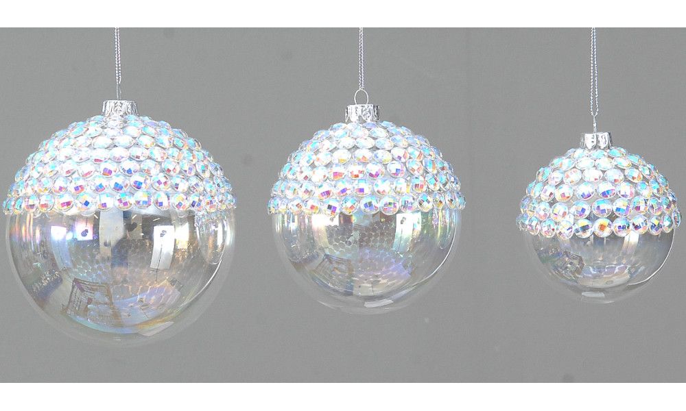 12/96-8cm Glass transp. ball w/transp. Beads