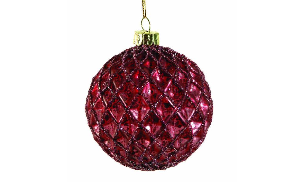 Μπάλλα γυάλινη, κόκκινη antique 8cm