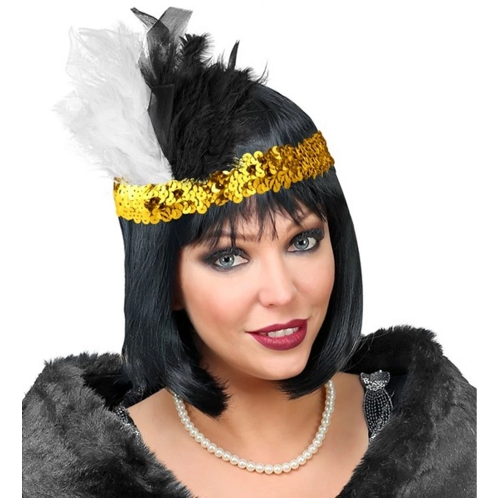 SEQUIN CHARLESTON HEADBAND WITH MARABOU 5 colors