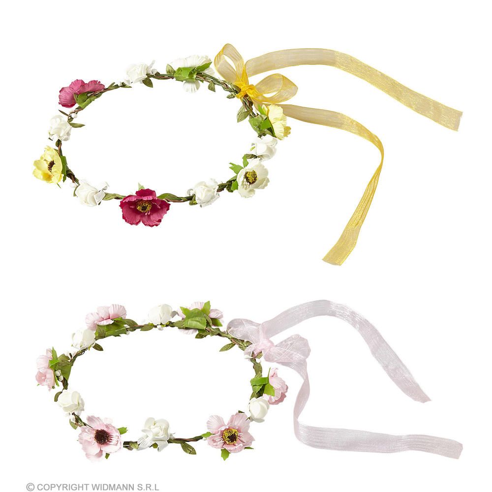 "FLOWER DIADEM WITH RIBBON" 2 styles ass.