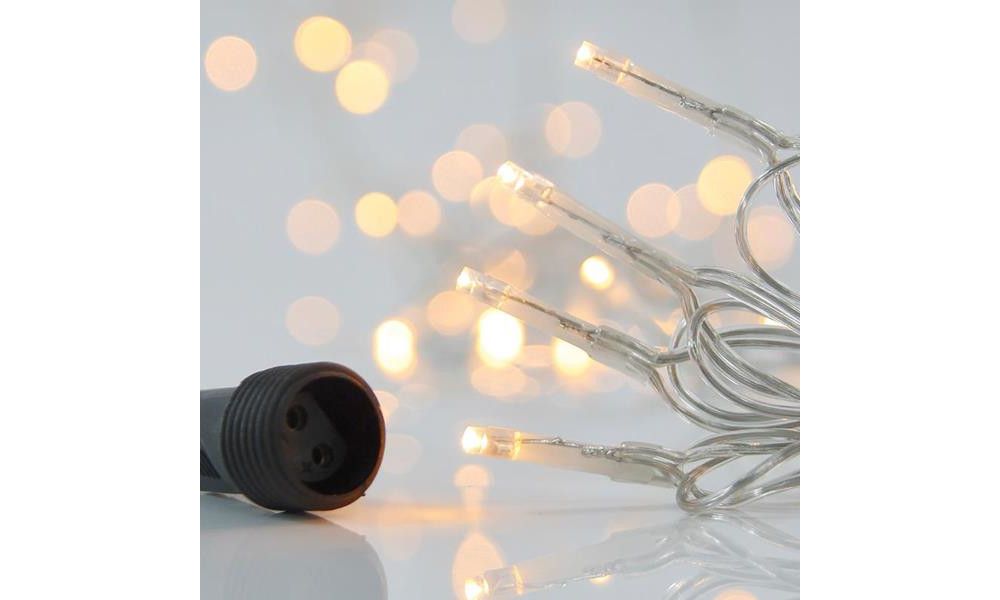 ΣΕΙΡΑ, 100 LED 3mm, 31V, ΕΠΕΚΤΑΣΗ ΕΩΣ 3, ΔΙΑΦΑΝΟ ΚΑΛΩΔΙΟ, ΘΕΡΜΟ ΛΕΥΚΟ LED ΑΝΑ 5cm, ΙP44