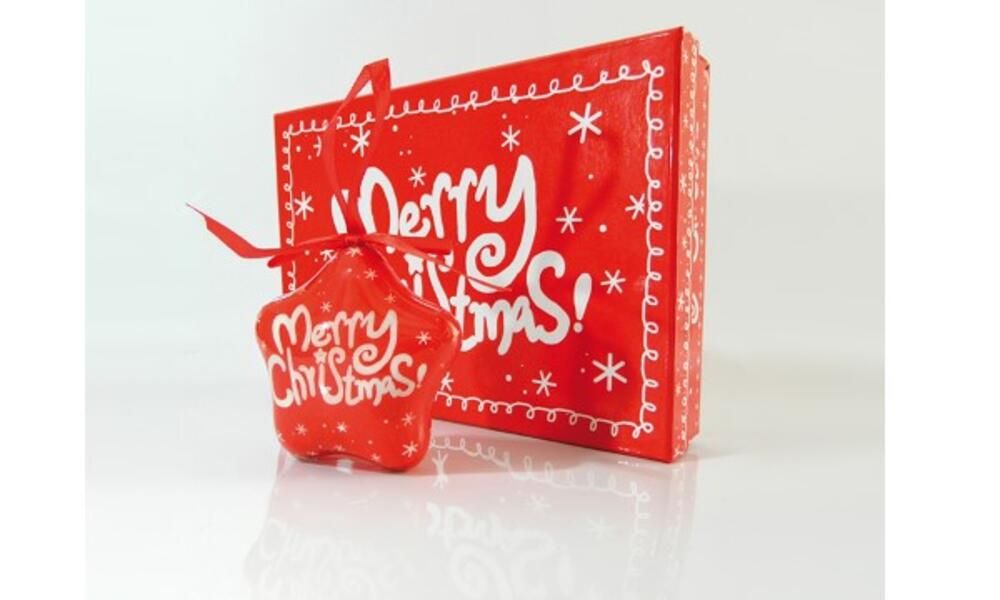 ΜΠΑΛΕΣ ΚΟΚΚΙΝΕΣ ΣΕ ΣΧΗΜΑ ΑΣΤΕΡΙ MERRY CHRISTMAS