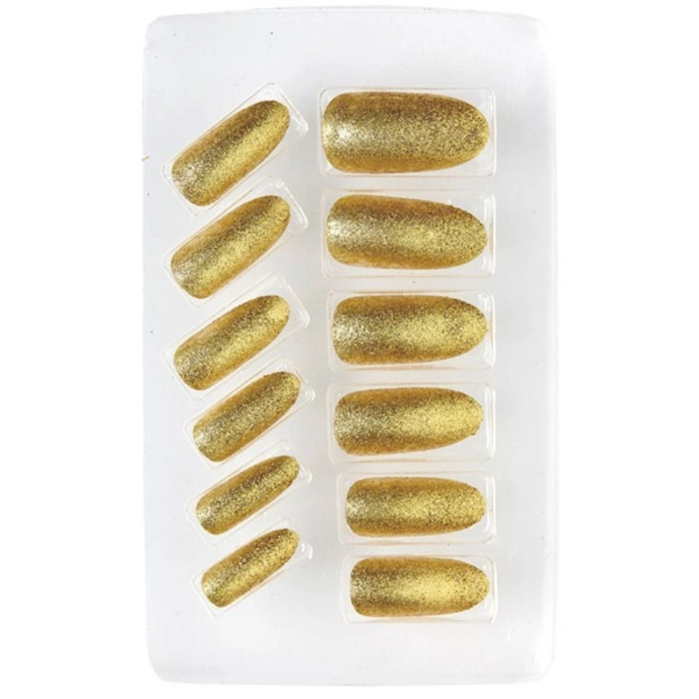 Set of  12 SELF-ADHESIVE IRIDESCENT GOLD Y NAILS