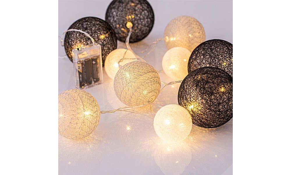 ΣΕΙΡΑ, 10 LED 5mm, ΜΕ ΥΦΑΣΜΑΤΙΝΕΣ ΜΠΑΛΕΣ, ΜΠΑΤΑΡΙΑΣ, ΔΙΑΦΑΝΟ ΚΑΛΩΔΙΟ, ΘΕΡΜΟ ΛΕΥΚΟ, ΑΝΑ 15cm, ΠΡΟΕΚΤΑΣΗ ΠΑΡΟΧΗΣ 50cm, IP20