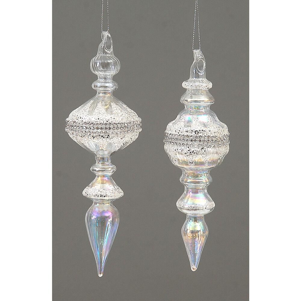 Glass clear icicle orn 18 cm