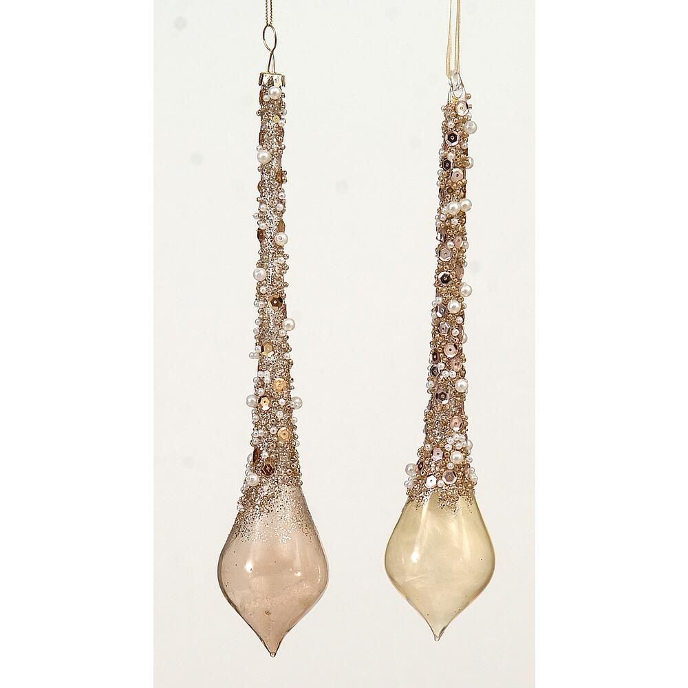 Glass icicle w/sequin ornament 25cm