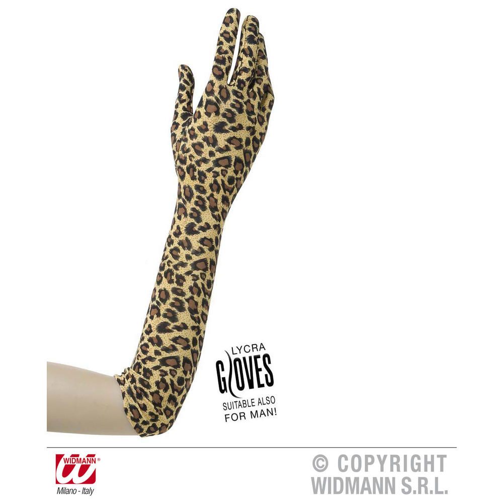 GUANTI LEOPARDATI IN ELASTAN 42 cm - adatti anche per uomo