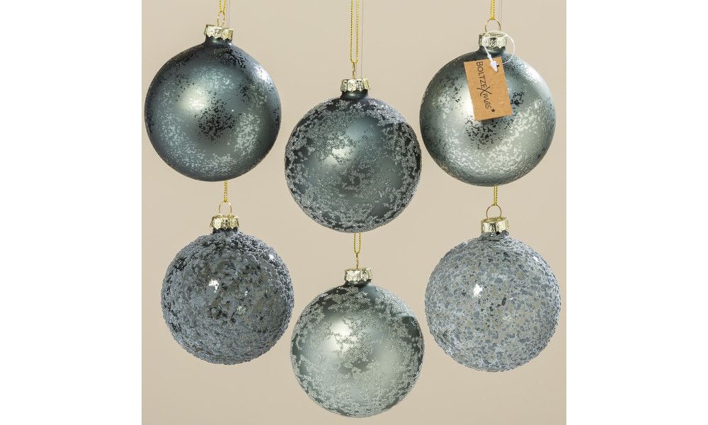 hanger ball Frosty 6ass D8cm glass laquered 100877