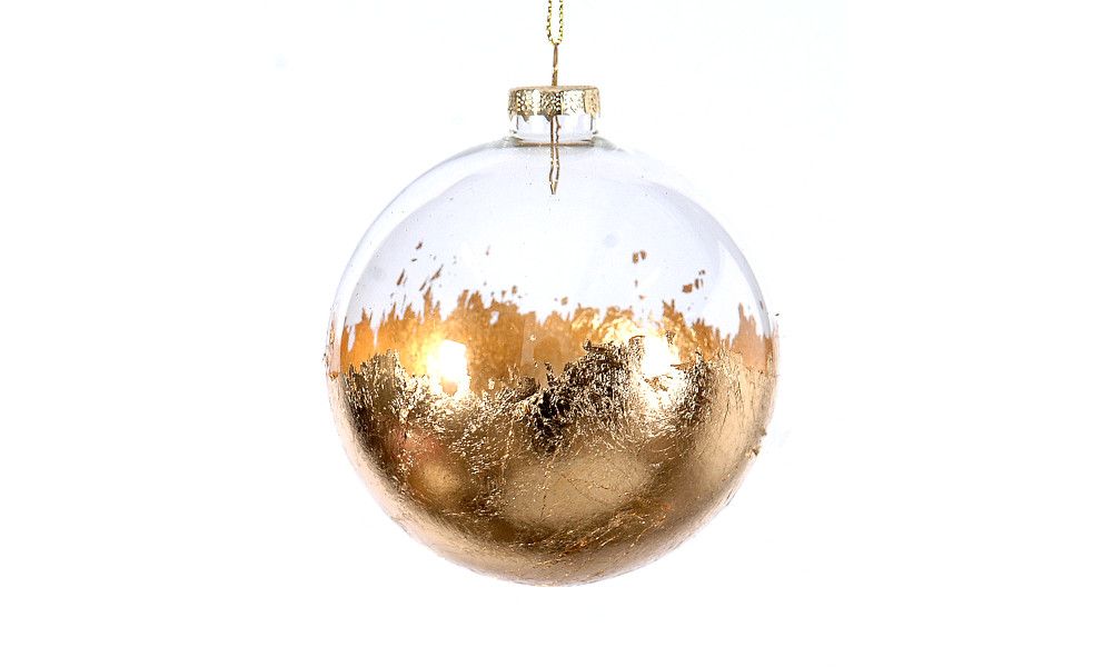 12/72-10cm Glass gold/clear ball