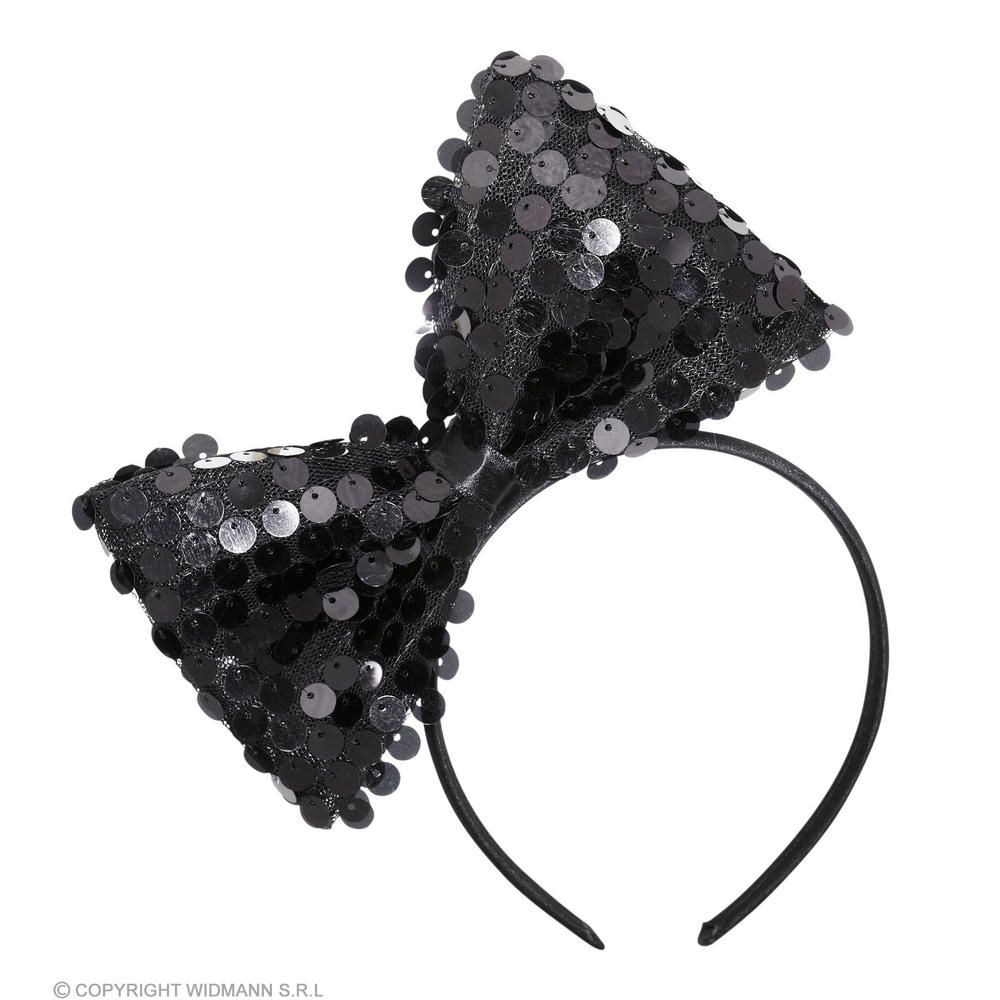 "BLACK SEQUIN BOW HEADBAND"