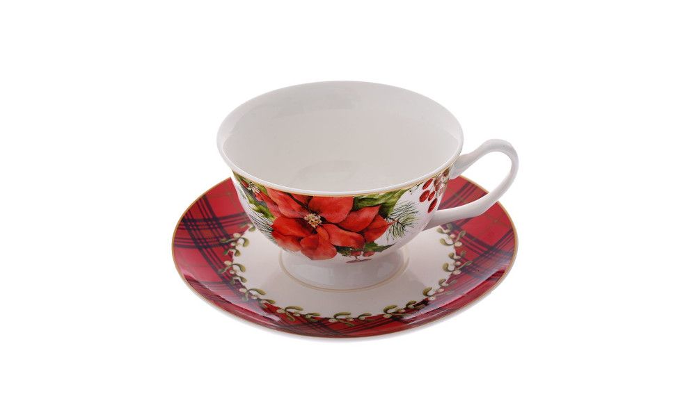 ΧΡ 'POINSETTIA" ΦΛΥΤΖΑΝΙ ΚΑΦΕ ΜΕ ΠΙΑΤΑΚΙ NEW BONE CHINA 220ML
