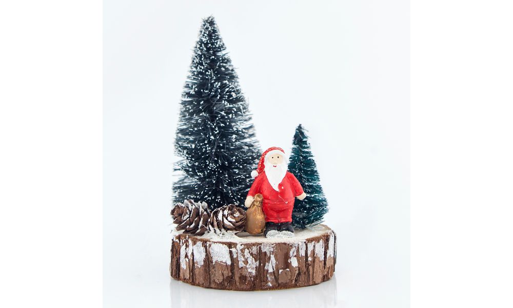 ΔΙΑΚΟΣΜΗΤΙΚΟ ΣΕ ΞΥΛΙΝΗ ΒΑΣΗ ΜΕ ΔΕΝΤΡΑ, ΑΓ.ΒΑΣΙΛΗ ΚΑΙ ΚΟΥΚΟΥΝΑΡΕΣ, 13cm