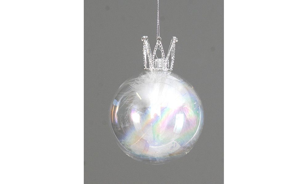12/96-8cm Glass ball w/metal crown