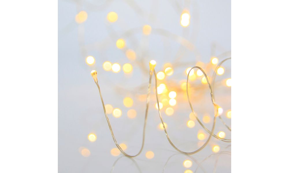 ΣΕΙΡΑ, 300 MINI LED , 6V, ΑΣΗΜΙ ΧΑΛΚΟΣ, ΘΕΡΜΟ ΛΕΥΚΟ LED ANA 10cm, ΙΡ44