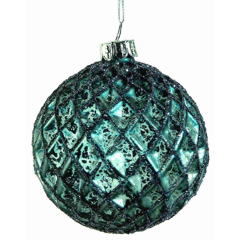 Μπάλλα γυάλινη, μπλε antique 8cm