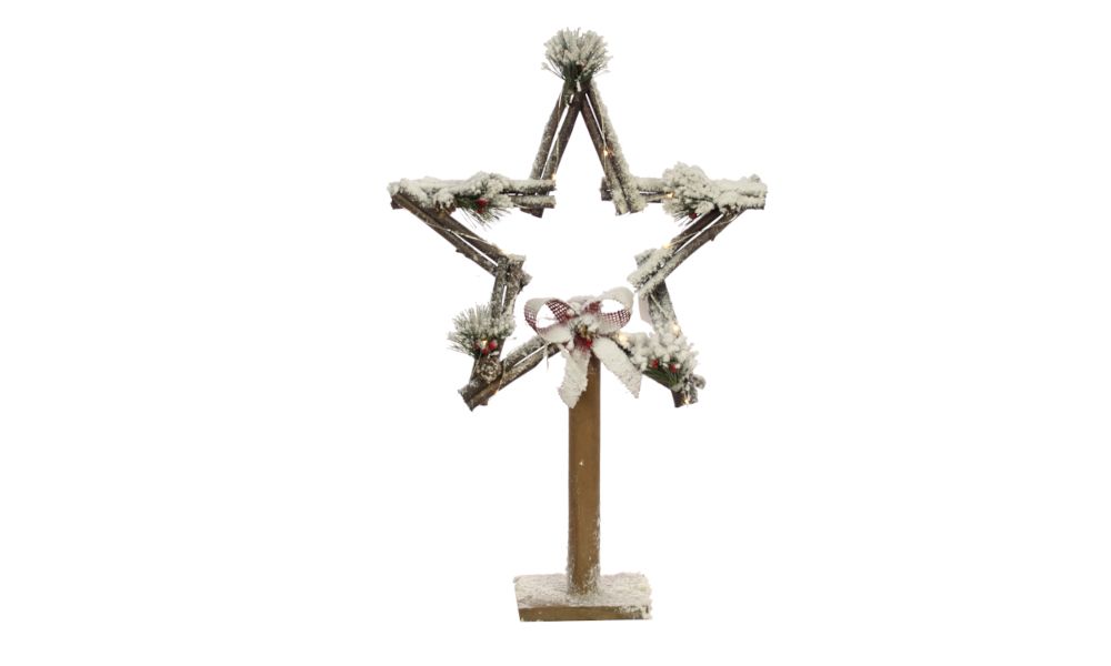 ΞΥΛΙΝΟ ΑΣΤΕΡΙ ΜΕ ΦΩΣ 55CM 15LED