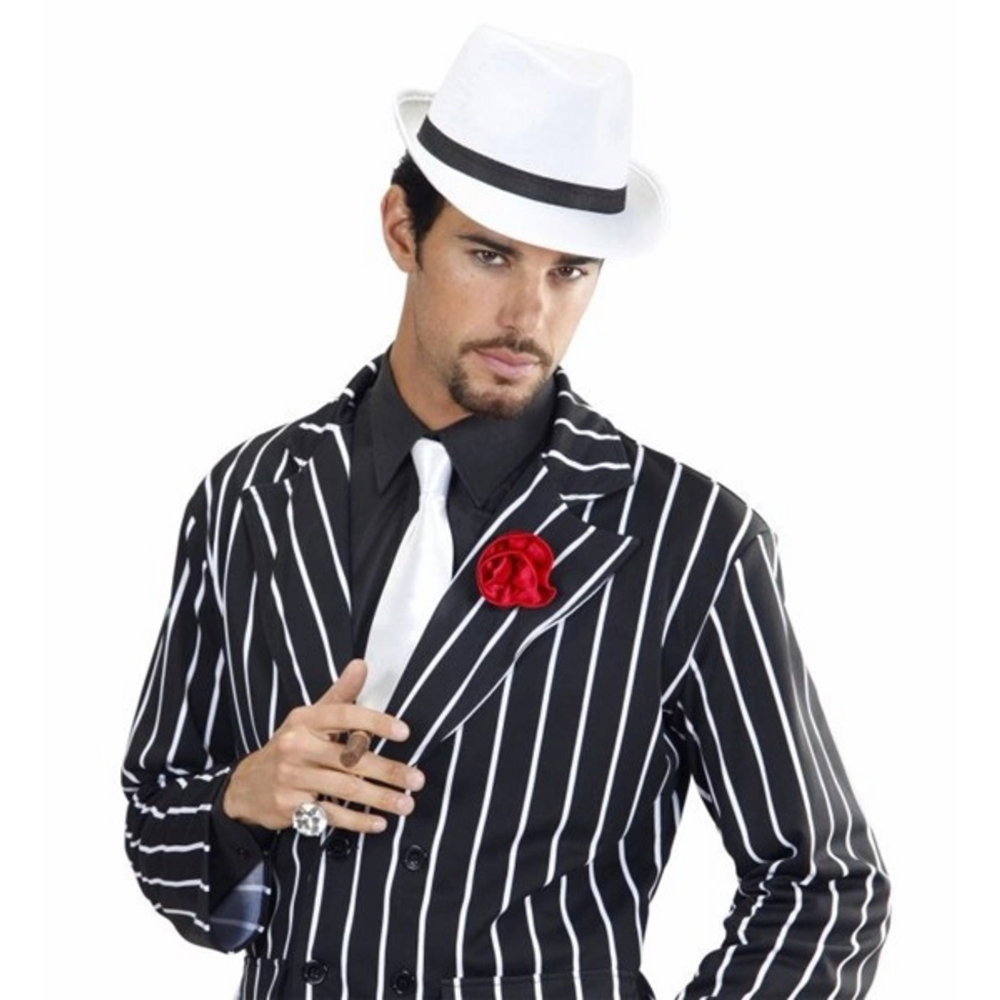 WHITE GANGSTER HATS WITH BLACK BAND  felt