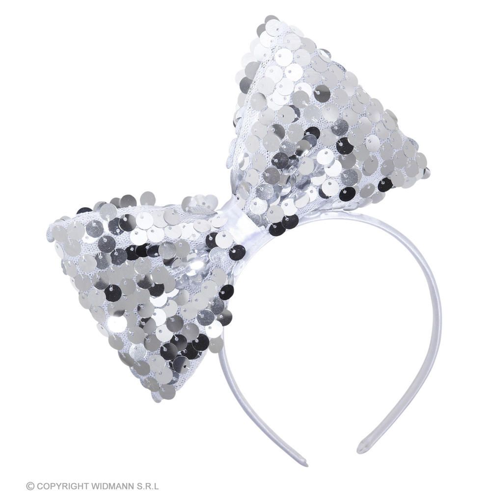 "SILVER SEQUIN BOW HEADBAND"