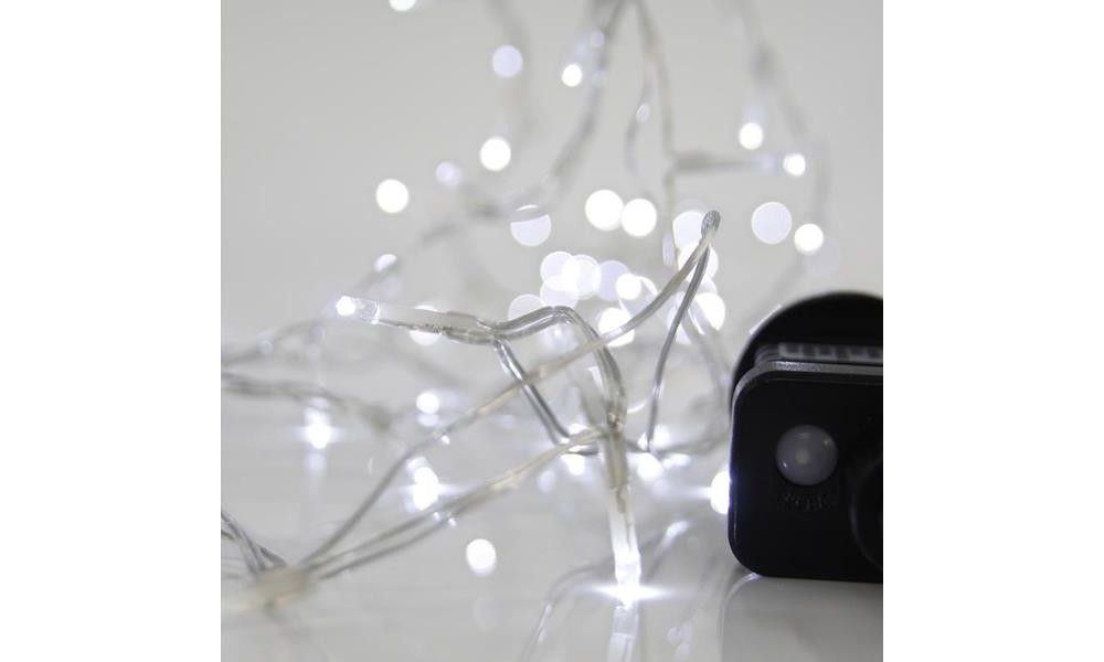 ΣΕΙΡΑ, 100 LED 3mm, 31V, 8 ΠΡΟΓΡΑΜΜΑΤΑ, ΔΙΑΦΑΝΟ ΚΑΛΩΔΙΟ, ΛΕΥΚΟ LED ΑΝΑ 5cm, ΙΡ44