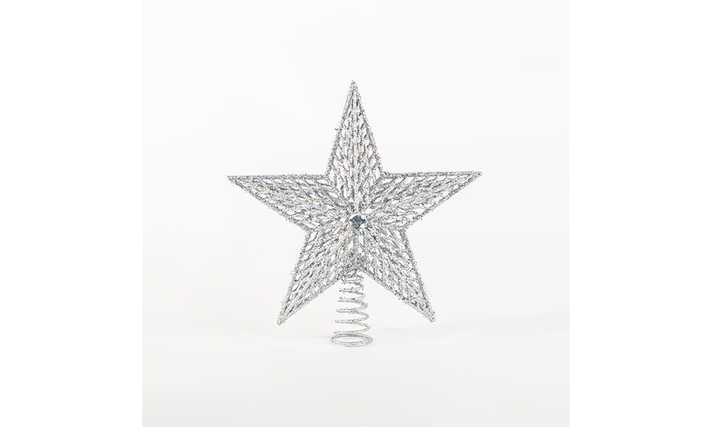 ΠΛΑΣΤΙΚΗ ΚΟΡΥΦΗ ΔΕΝΤΡΟΥ, GLITTER, ΑΣΗΜΙ, 29,5x33cm