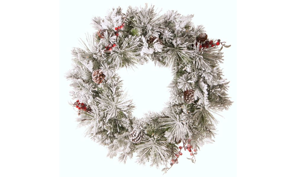 Στεφάνι Χιονισμένο Πεύκο Beadford 90cm