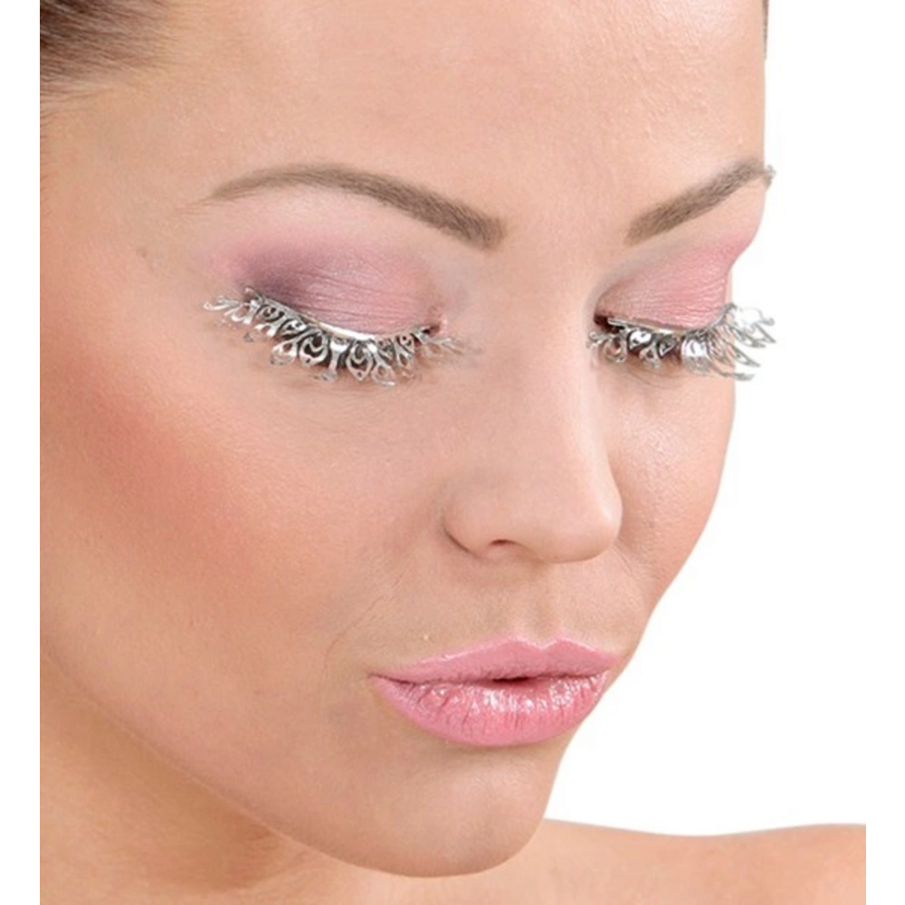 Pk 6 SILVER FANTASY EYELASHES in box with glass