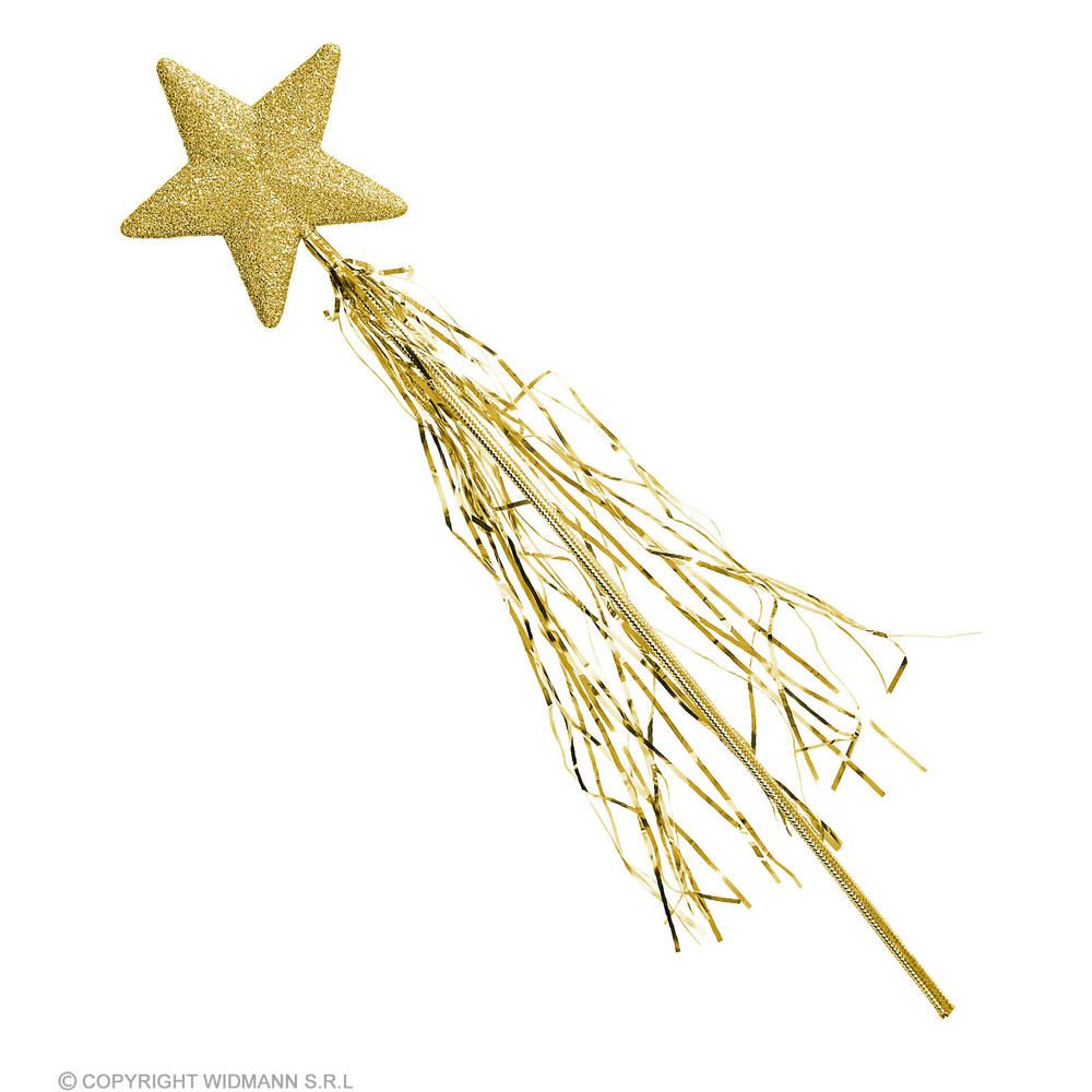 "GOLD GLITTER STAR MAGIC WAND WITHTINSEL" 46 cm