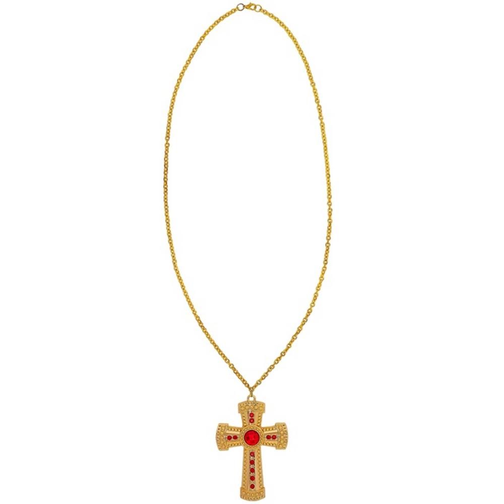 GOLD CROSS NECKLACE WITH GEMS
