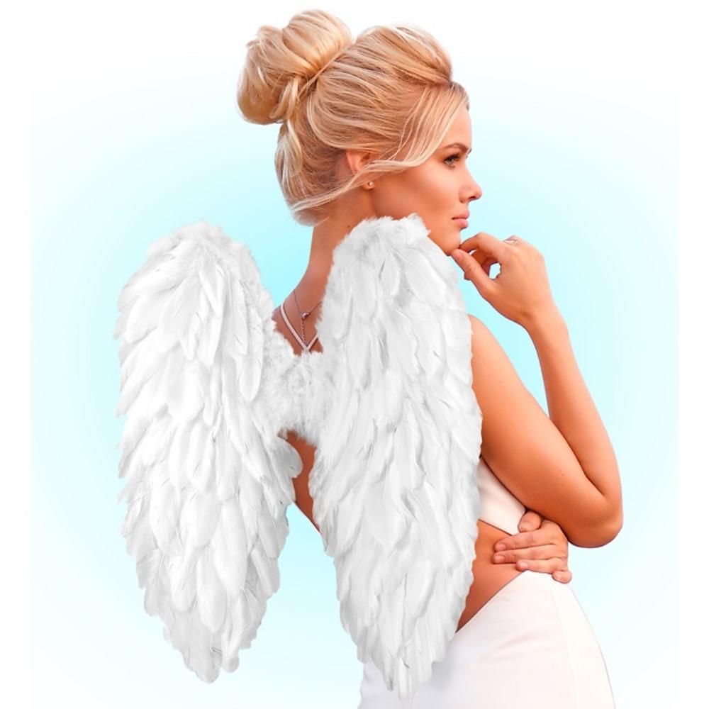 WHITE FOLDABLE FEATHER WINGS 50x50 cm