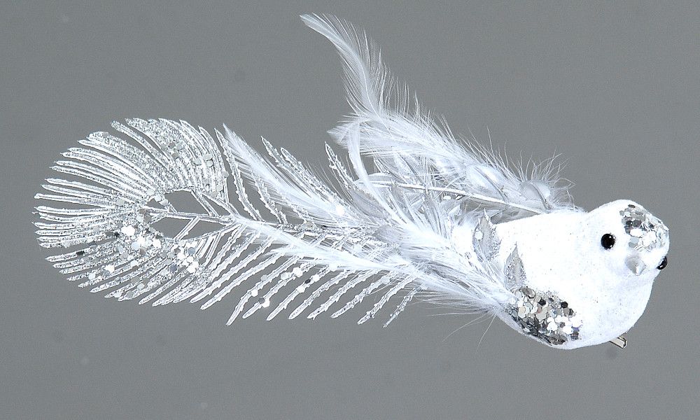 12/144-23cm Silver/white bird