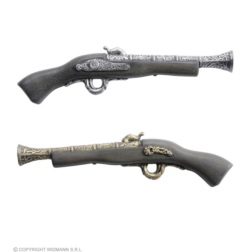 "OLD TIME PIRATE PISTOL" 42 cm - silver & gold ass.