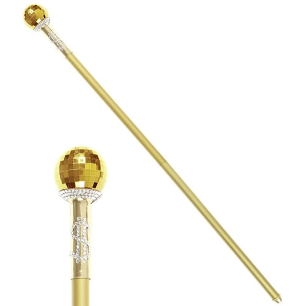 COLLAPSIBLE GOLD PIMP CANE  87 cm