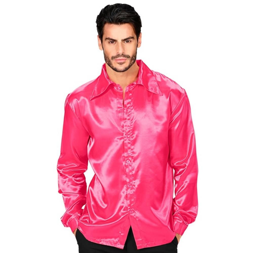 Satin PINK 70s DISCO SHIRT (L)
