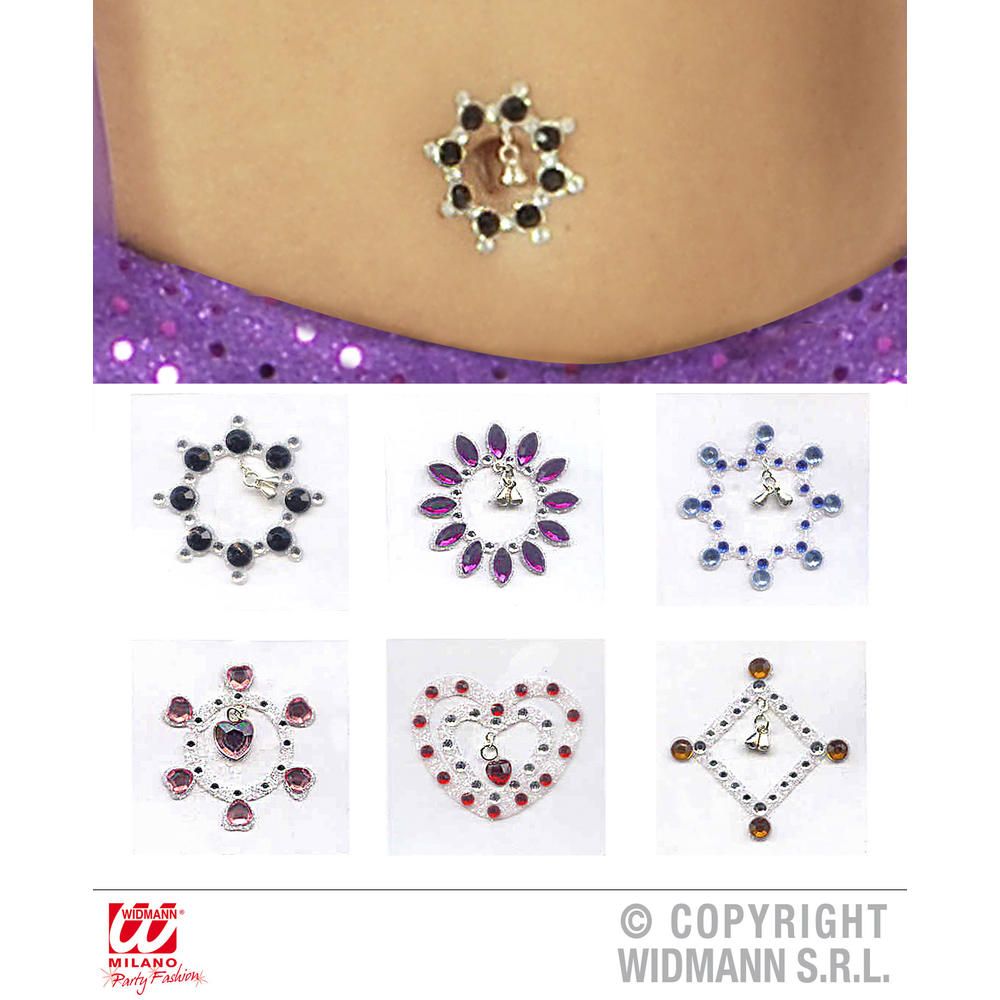 BIGIOTTERIA OMBELICO STRASS CON PENDENTE ass. in 6 modelli
