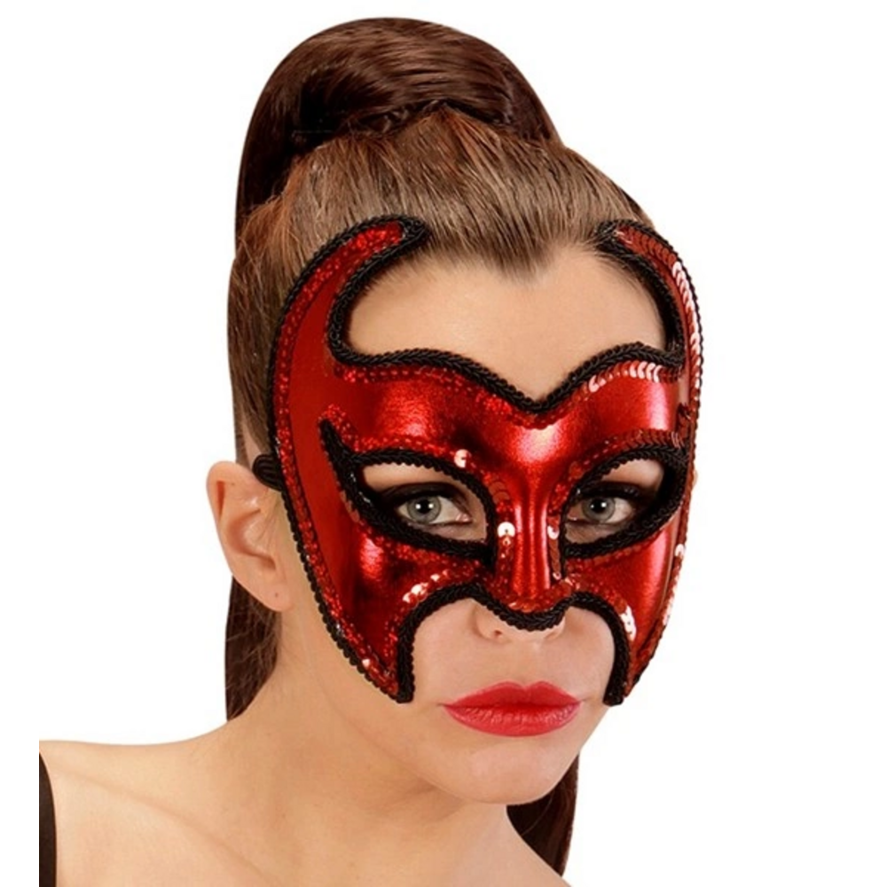 UNISEX METALLIC DEVIL MASK WITH SEQUIN TRIM