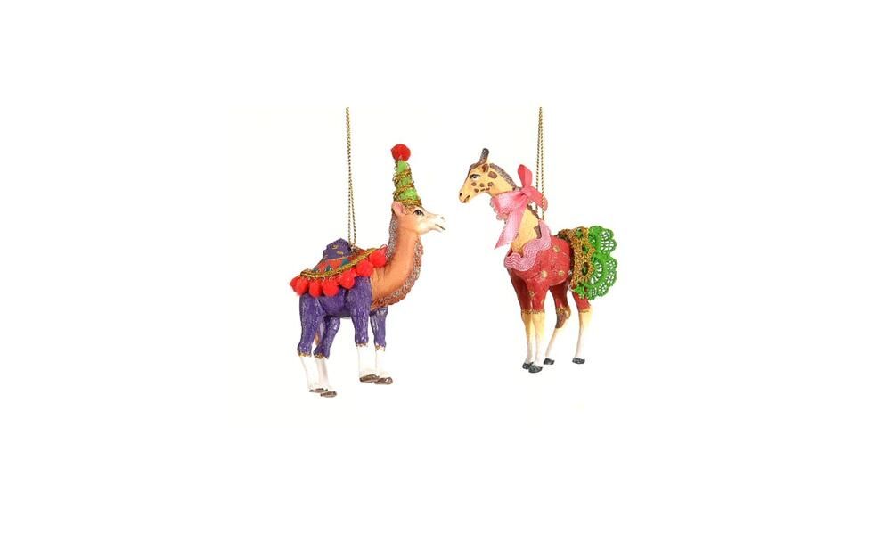 12/72 - 2Asst 10CM Hanging Polyresin Circus Giraffe/Camel