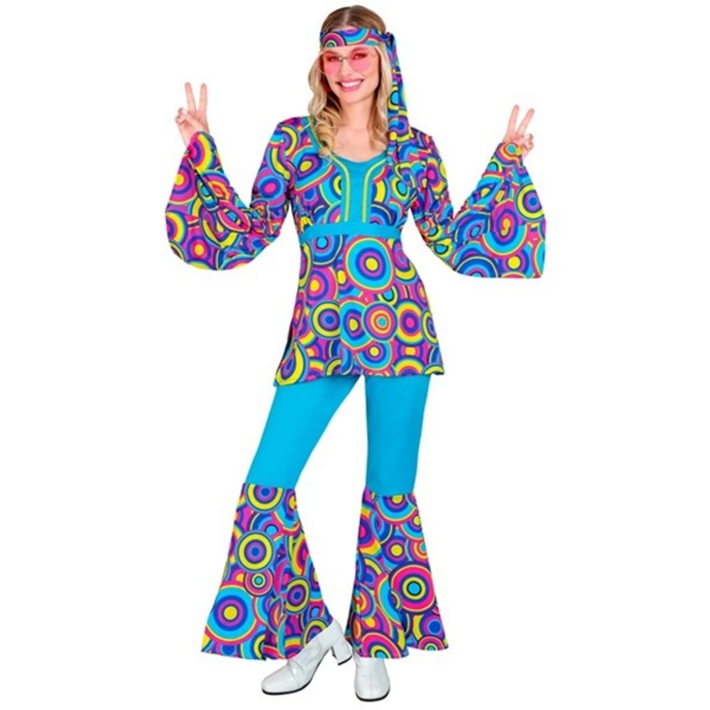 THE 70s GROOVY STYLE - blue bubbles (shirt, pants, headband)