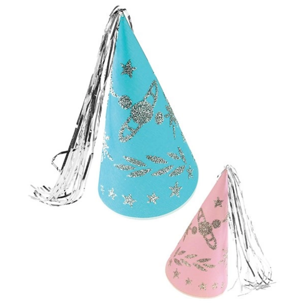 Pk 12 GLITTER FAIRY HAT cardboard - 2 colors ass