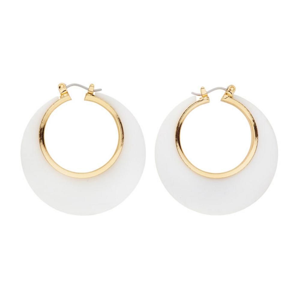 Pair of  WHITE & GOLD DISCO EARRINGS