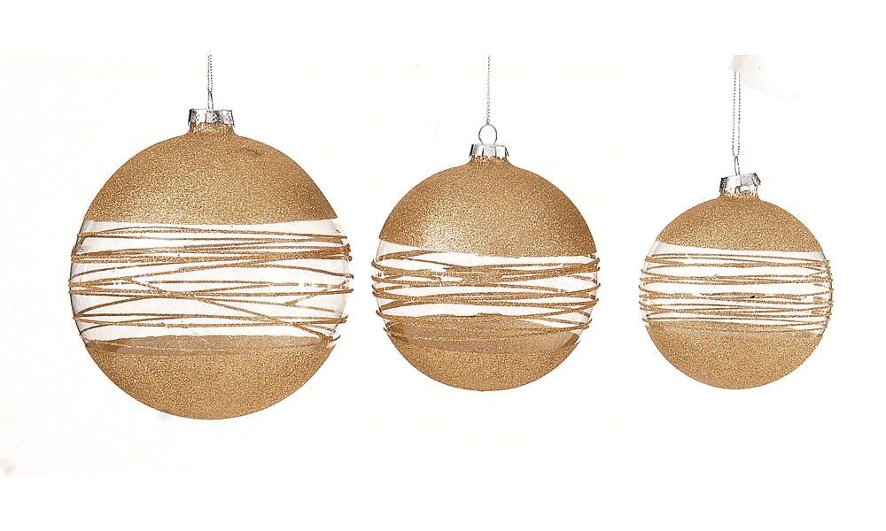 10cm glass ball w/gold stripes