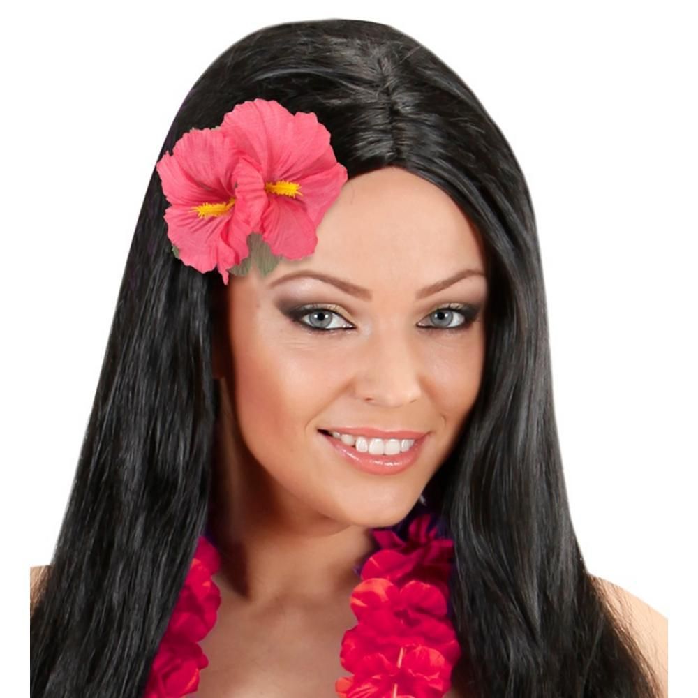 2 PINK HIBISCUS FLOWERS HAIR CLIP