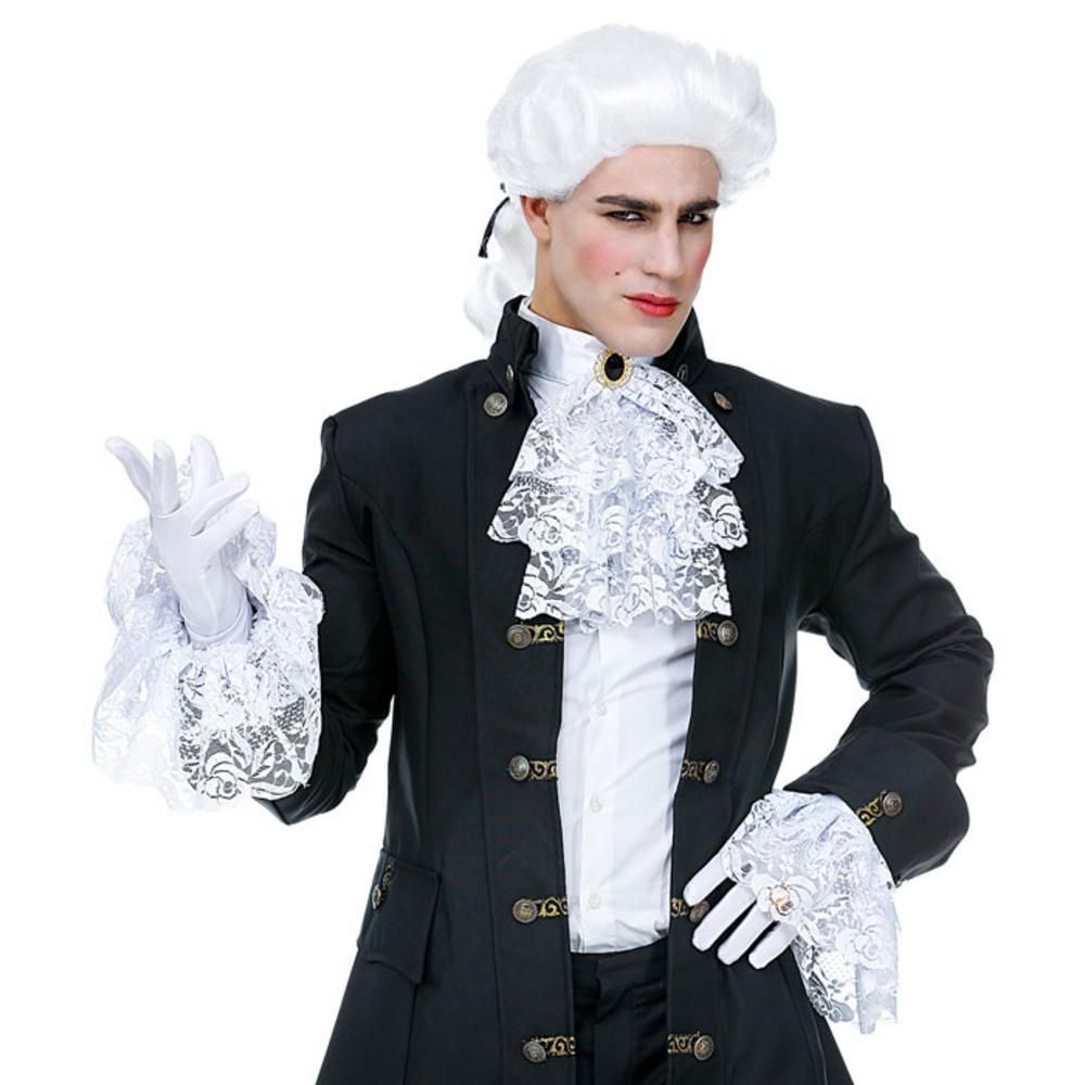 LACE JABOT WITH GEM & CUFFS